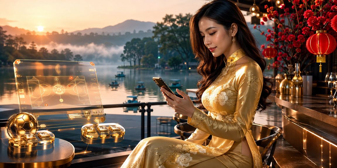Người dùng Đà Lạt trải nghiệm casino trực tuyến trên điện thoại với trang phục áo dài