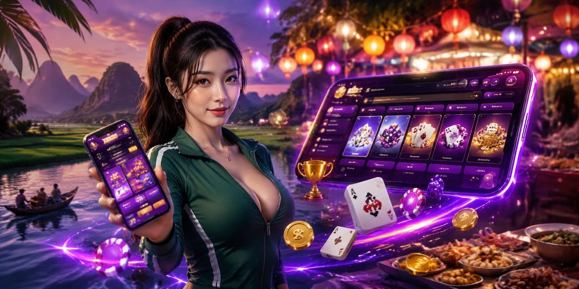 Người chơi bài tại chợ đêm Ninh Bình với ánh đèn lung linh